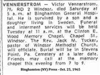 Vennerstrom, Victor (Obituary)